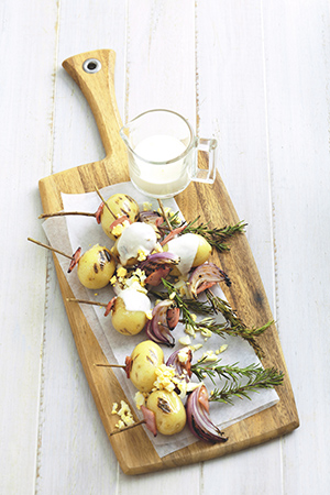 A feast to make dad's day - Potato and bacon rosemary skewers