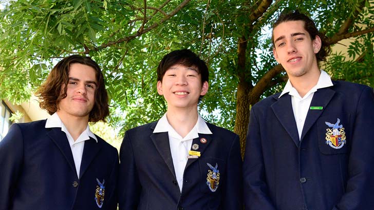 Knox students Joshua Danopoulos, Daniel Goh and Dillon McRoberts. Source: The Knox School
