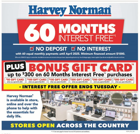 harvey norman 60 months interest free