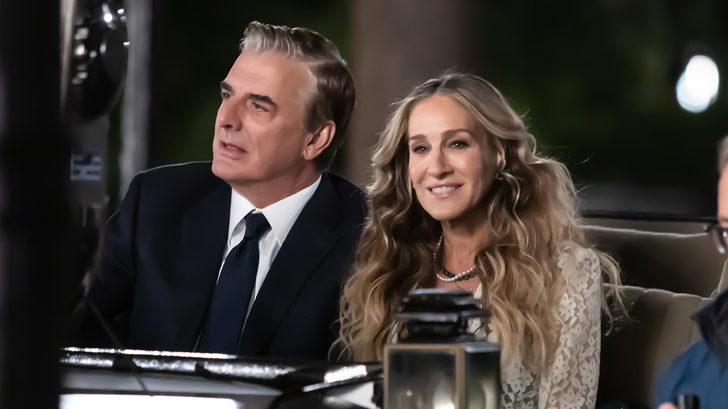 Chris Noth and Sarah Jessica Parker on the set of And Just Like That.