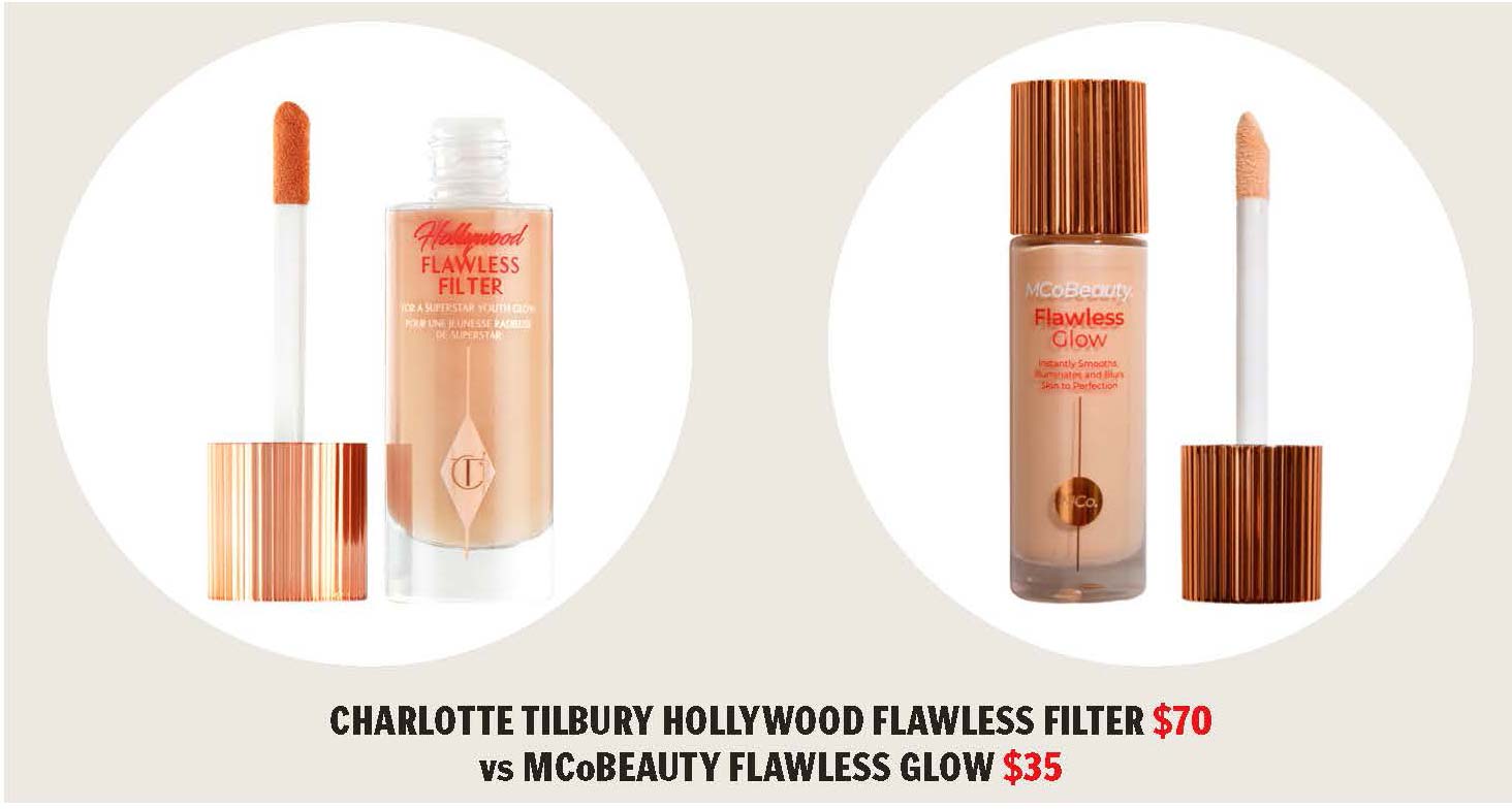 charlotte tilbury hollywood flawless filter v mco beauty flawless glow dupe