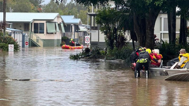 NEW SOUTH WALES, AUSTRALIA - MAY 22: (----EDITORIAL USE ONLY - MANDATORY CREDIT - 'NSW STATE EMERGENCY SERVICE / HANDOUT' - NO MARKETING NO ADVERTISING CAMPAIGNS - DISTRIBUTED AS A SERVICE TO CLIENTS----) Fire and Rescue NSW teams rescue more than 100 peo