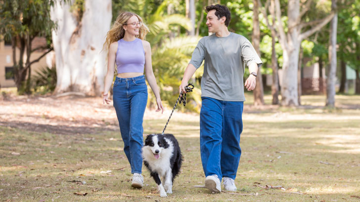minna, amora the border collie and james are planning their next step financially