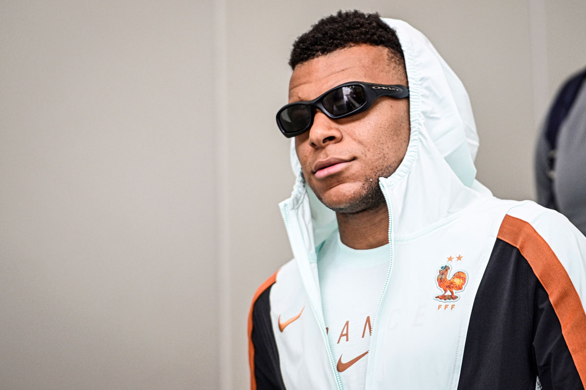 Kylian Mbappé arriving at Boston Logan International Airport ahead of the 2026 FIFA World Cup